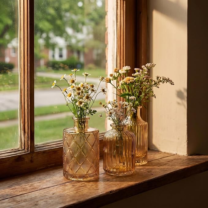 Mini Bud Vases Centerpieces for Tables,Clear Bud Vases for Flowers,Small Flower Vases Suitable for Birthday Party,Anniversary,Wedding Reception,Baby Shower (Gold, 12PCS)