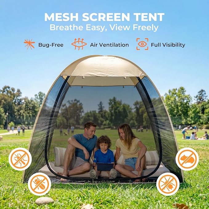 Alvantor® Pop Up Screen House Tent, 7'x4' Instant Camping Screen Room, Screen Gazebo Canopy for Patios/Deck/Backyard, Portable Mesh Tent with Shade Cloths, Easy Set Up, 2-3 Person
