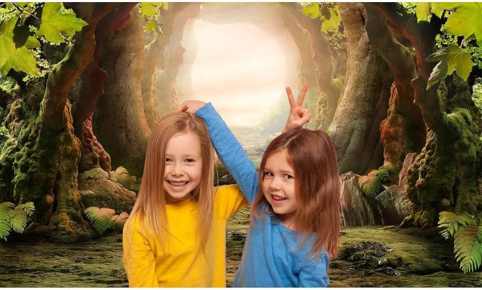 Fairy Forest Backdrop Mystical Fantasy Jungle Rainforest Landscape Photography Background Rugged Path Lush Moss Foggy Forest Large Tree Wallpaper Backdrop Portrait Video Props Vinyl 5x3ft