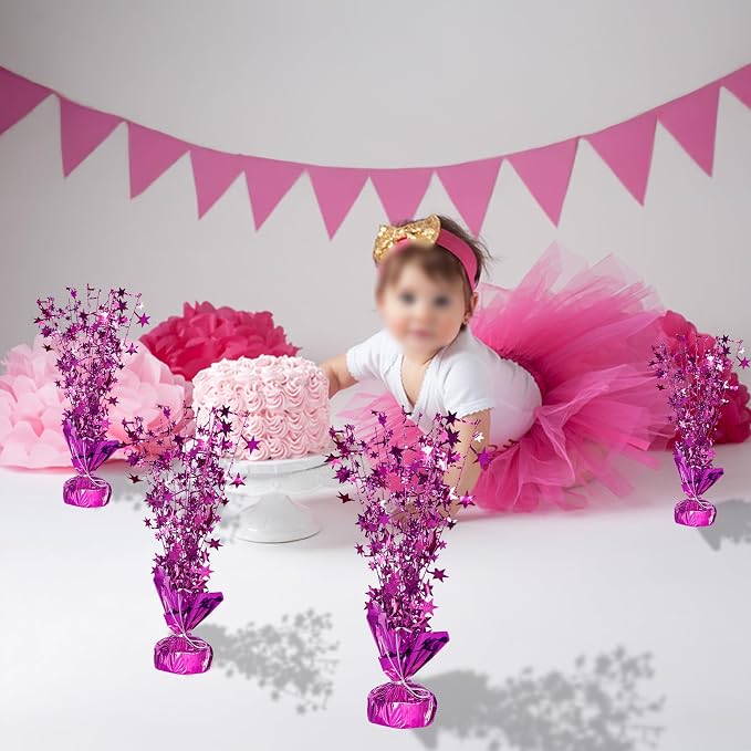 Gyufise 6 Pack Metallic Foil Spray Centerpiece Star Table Decoration Burst Table Centerpieces Table Decor for Birthday Wedding Anniversary Graduation Holiday Party Supplies Rose Red