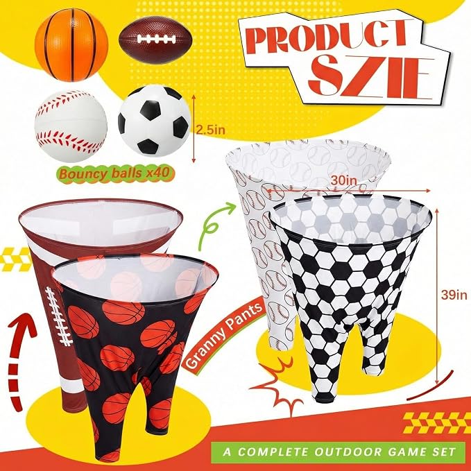 Granny Pants Yard Game, Baseball Soccer Game Outdoor Party Toss with 2.5 Inch Durable High-Bounce Balls, No Inflation Needed, Wind-Resistant for Backyard, Family Reunion & Easter