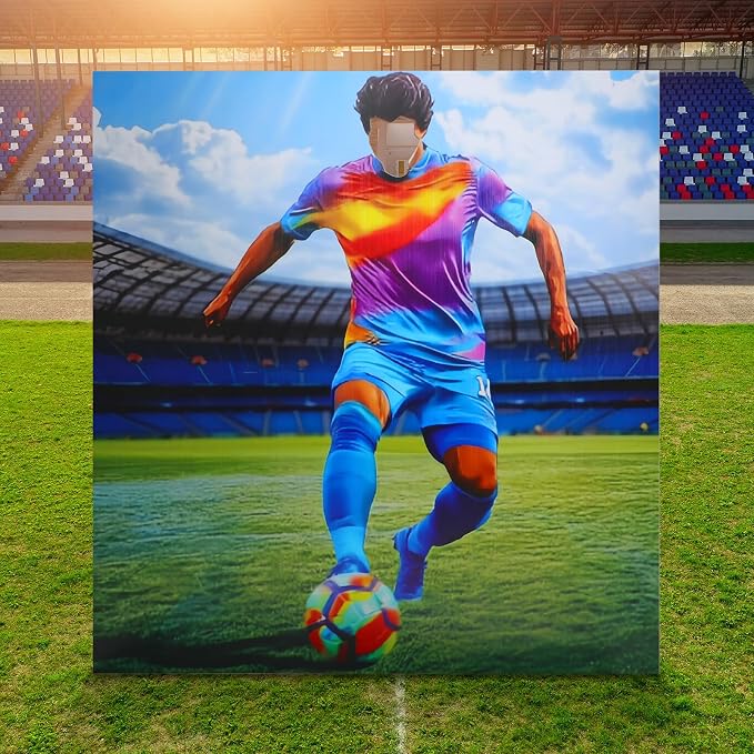 Amyhill 6 ft Soccer Player Stand-up Cardboard Cutout Life Size Banquets Game Day Sports Events Theme Party Decoration Backdrops Photo Props Player Stand-up Cardboard for Party Event Supply