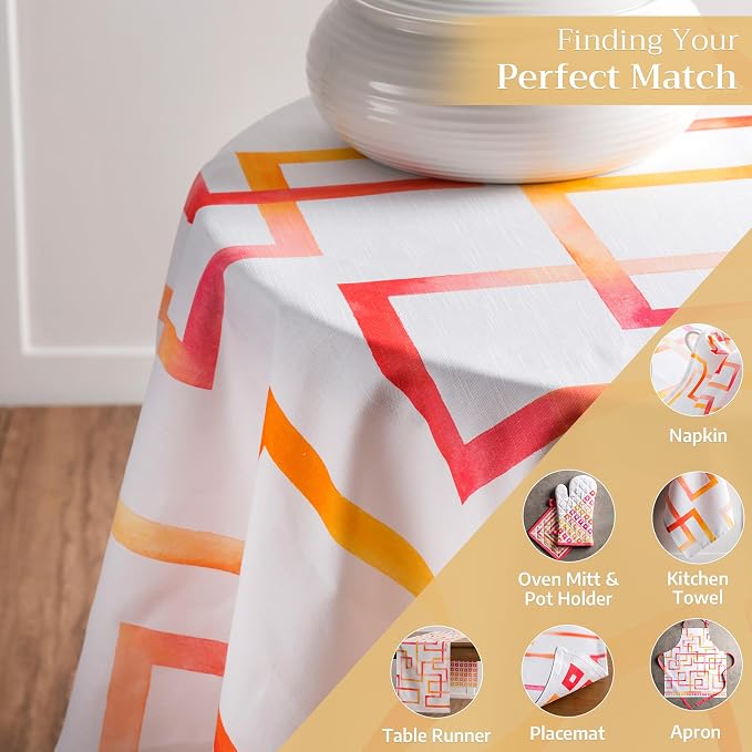 Maison d' Hermine Table Cloth Round Table 100% Cotton 69 Round Inches Tablecloth Reusable Decorative for Dining Kitchen Room Farmhouse Party Home Hotel Restaurant Spring Summer - Summer Maze