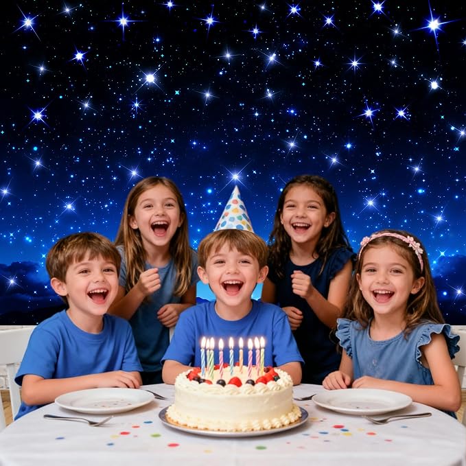7x5ft Starry Night Sky Backdrop, Galaxy Stars Photography Background Universe Space Starry Photo Backdrop Outer Space Theme Birthday Party Decorations for Boy Kids