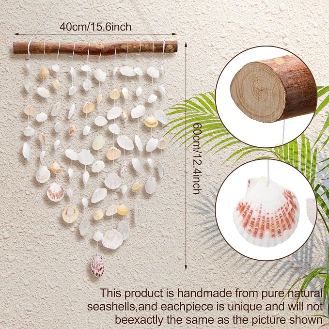 Novabright Beach Seashell Wall Hanging Decor Beach Room Decor Farmhouse Rustic Coastal Decorations Coastal Wall Art for Living Room, Bedroom and Dining