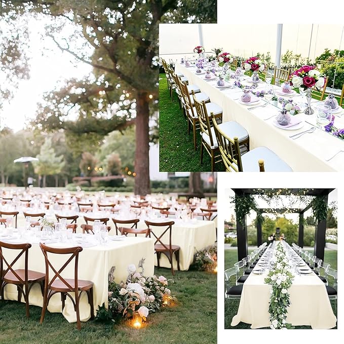 fani 8 Packs 90 x 132 Inch Tablecloth, Ivory Polyester Tables-Cloth for 6ft Rectangle Tables, Stain and Wrinkle Resistant Washable Fabric Table Cover for Wedding Banquets Parties Buffet Dining Table