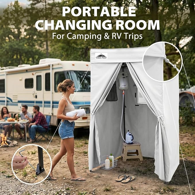 EAGLE PEAK 4x4 Pop Up Changing Tent, Flat Top Changing Room, White | Portable, Privacy Tent, Pool Cabana, Dressing Room, Shower & Toilet Use, Opaque Fabric, Instant Setup, Photoshoots, Camping