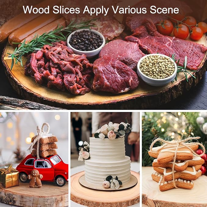 Adrattnay 8pcs Wood Slices for Centerpieces 12-13Inches, Round Paulownia Wood Circles for Table Decor, Rustic Wedding, Baby Shower, Party, Home Decoration and DIY Crafts
