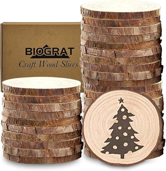 2 Inch Wood Slices Discs Ornaments for Crafts, 30 Pcs 2-2.4 inches Diameter 0.2 inches thickniss