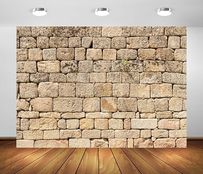 BELECO Fabric Vintage Stone Wall Backdrop - 5x3ft Ancient Rock Wall Stone Background Wallpaper for Photography, Studio Booth, Castle, Party Decorations