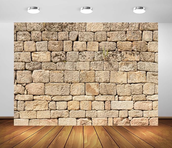 BELECO 10x6.5ft Fabric Vintage Brick Stone Wall Backdrop for Photography Ancient Rock Wall Textured Brick Stone Background for Party Decorations Studio Booth Photo Props