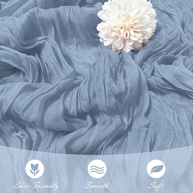 30 Pack Dusty Blue Cheesecloth Table Runner 17 x 108 inch Cheese Cloth Table Runners 9ft Blue Table Runner Rustic Romantic Sheer Gauze Runner for Wedding Party Baby Shower Table Decoration