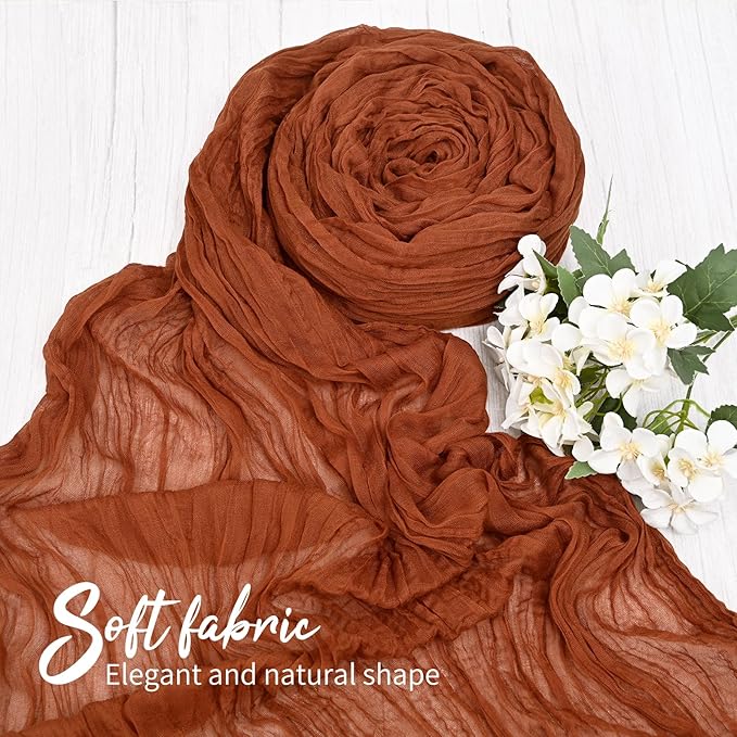 6 Pack Terracotta Table Runner 10FT Long Cheesecloth Table Runner Cheese Cloth Gauze for Wedding Party Birthday Decoration-Terracotta