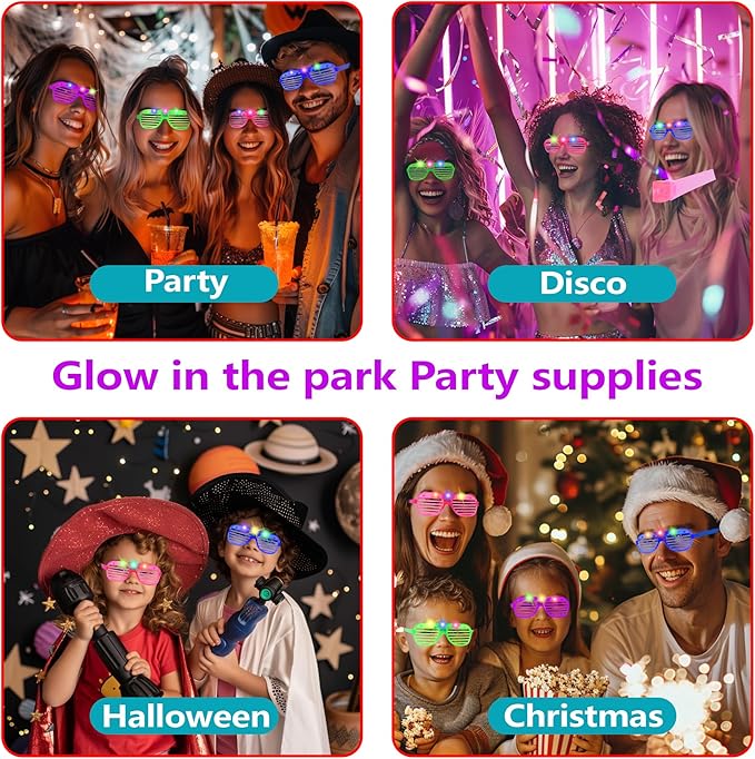80 Pack Led Glasses,Light Up Glasses,Glow Glasses Glow In The Dark Party Supplies Suitable For Kids/Adults, Rave neon Flashing Party For Birthday Mardi Gras New Year's Eve Decoration