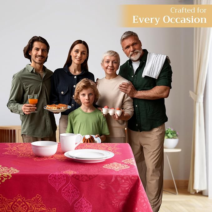 Maison d' Hermine Table Cloth Rectangle Table 100% Cotton 60 x 120 Inches Fall Tablecloth Reusable Everyday Use for Thanksgiving Christmas Decorations Dining Farmhouse Party (Versailles)