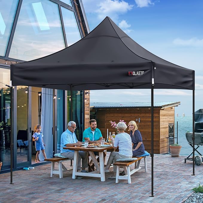 10x10ft Replacement Canopy Top - Heavy-Duty 500D 2500mm Waterproof & UPF 50+ UV Tent Cover with 8 Drainage Holes, Reinforced Straps for Camping, Trade Shows (Frame Not Included - Black)