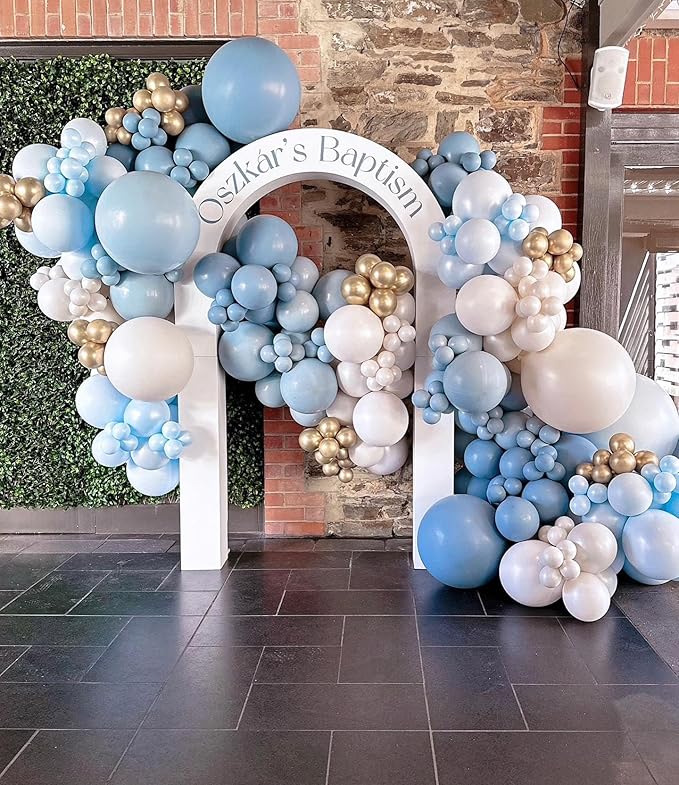 Double Stuffed Balloons Dusty Blue Different Size 115Pcs 5/10/12/18" Slate Dusty Blue Balloons Garland for Birthday Baby Shower Bridal Shower Gender Reveal Bear Neutral Theme Party