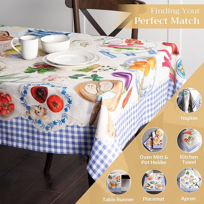 Maison d' Hermine Table Cloth Square Table 100% Cotton 54 x 54 Inches Tablecloth Reusable Decorative for Dining Kitchen Room Farmhouse Party Home Hotel Restaurant Spring Summer - Gourmand