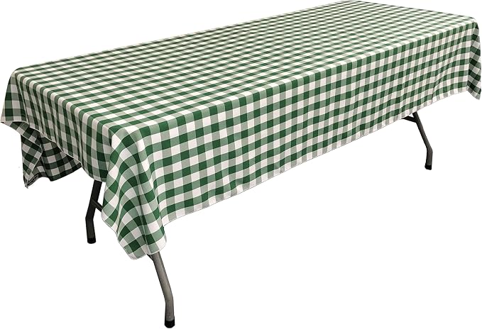LA Linen Gingham Tablecloth - Checkered Tablecloth for Parties, Picnics & More - Farmhouse Tablecloth - Spring Tablecloth - Picnic Tablecloth - Cloth Tablecloths for Rectangle Tables - 60”x102" Green