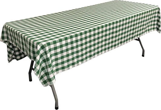 LA Linen Gingham Tablecloth - Checkered Tablecloth for Parties, Picnics & More - Farmhouse Tablecloth - Spring Tablecloth - Picnic Tablecloth - Cloth Tablecloths for Rectangle Tables - 60”x102" Green