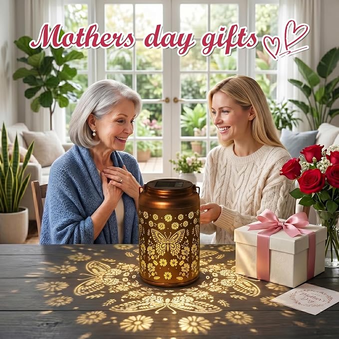 Cawalap Birthday Day Gifts for Women, Butterfly Solar Lanterns Outdoor