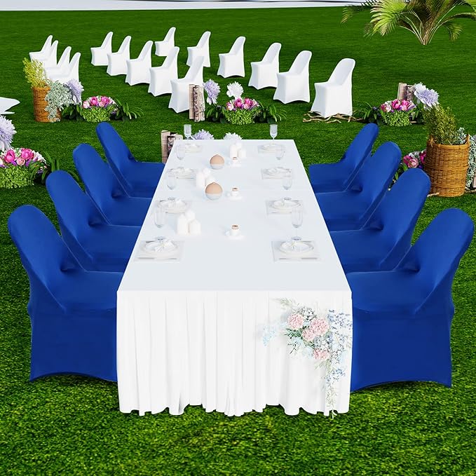 HAINARverS Folding Chair Covers for Wedding, 10pcs Stretch Spandex Washable Fabric Chair Cover, Decoration Chair Cover for Wedding, Party, Banquet, Birthday, Conference, Event(Royal Blue, 10 PCS)