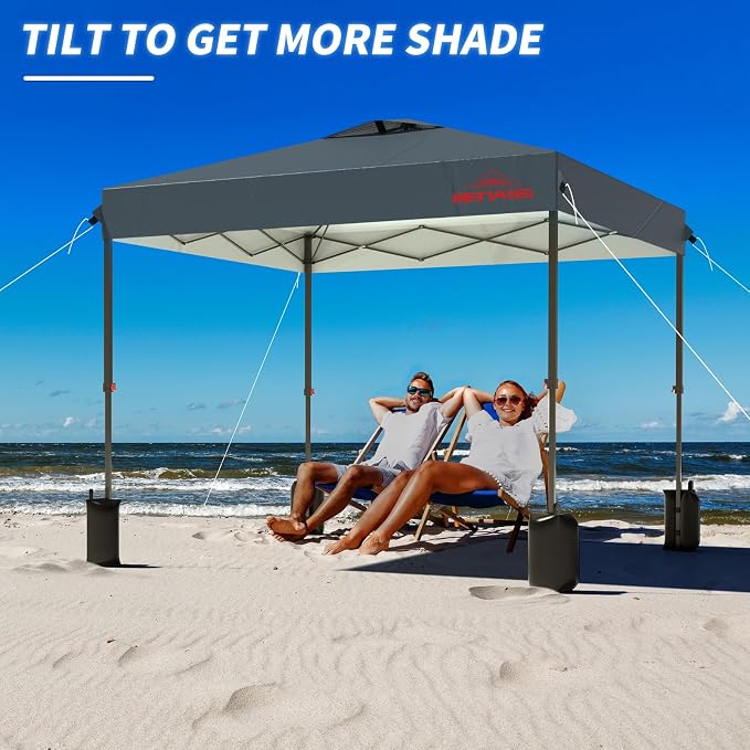 10x10 Pop Up Canopy, Easy Up Canopy Tent, Heavy Duty Tents for Parties, One Person Easy Set Up Event Tent, Grey