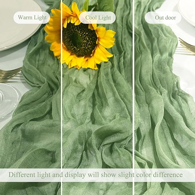 12Pack Sage Green Cheese Cloth Table Runner 10Ft Cheesecloth Table Runner Boho Gauze Table Runners Sage Green Wedding Decor for Party Bridal Shower Thanksgiving Christmas