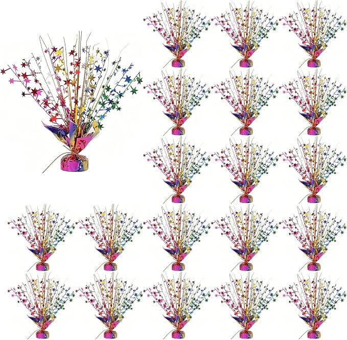 20 Pack Colorful Star Table Decorations Metallic Foil Spray Centerpiece Burst Table Centerpieces for Birthday Party Decoration Graduation Wedding Baby Shower Party Supply (Colorful)
