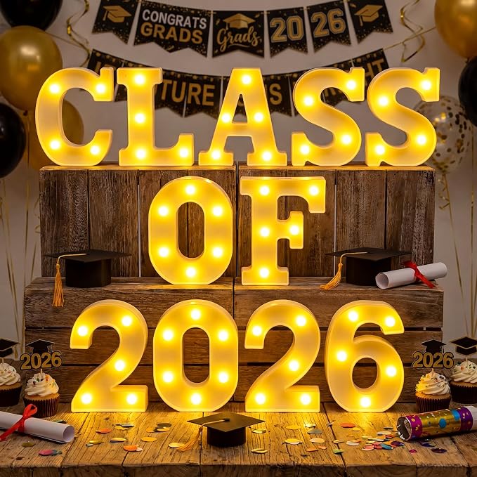 Honoson 11 Pcs Graduation Decorations Class of 2026 Lights up Sign Grad Party Table Decorations for 2026 Preschool High School College Table Centerpieces Decor Party Supplies