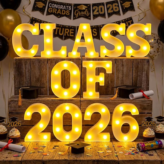 Honoson 11 Pcs Graduation Decorations Class of 2026 Lights up Sign Grad Party Table Decorations for 2026 Preschool High School College Table Centerpieces Decor Party Supplies