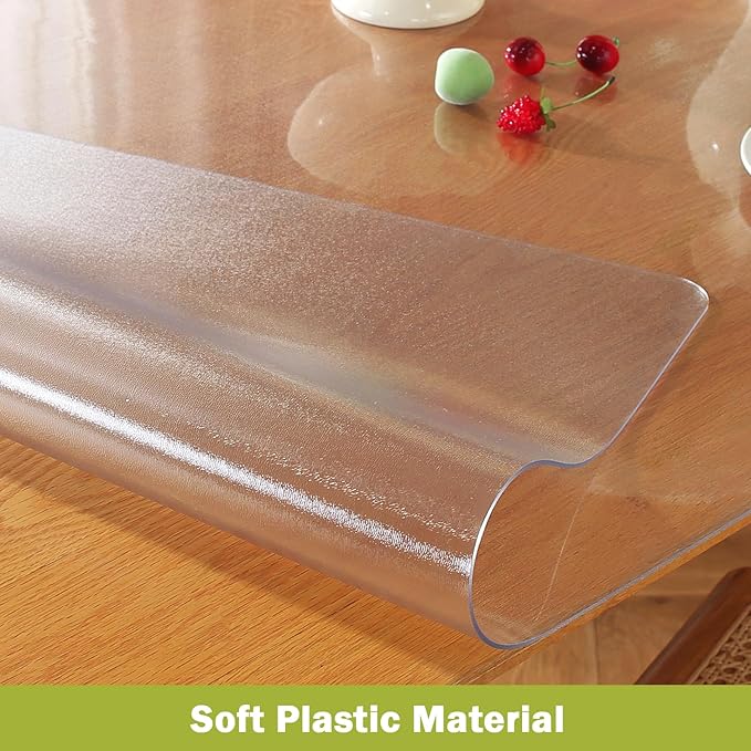 Frosted Clear Table Protector 42 x 72 Inch, 1.5mm Thick Plastic Table Cover, Waterproof PVC Clear Table Cover Protector, Desk Protector Mat, Writing Desk Pad for Desktop, Coffee & Dining Room Table