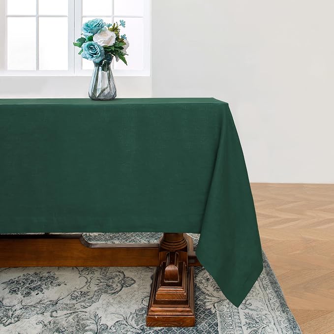 Linen World Linen Tablecloth,100% French Linen Green Tablecloth 55" x 55" Inch,Washable Square Tablecloth for Dining,Outdoor,Weddings and Restaurants,Decorative Thanksgiving Christmas