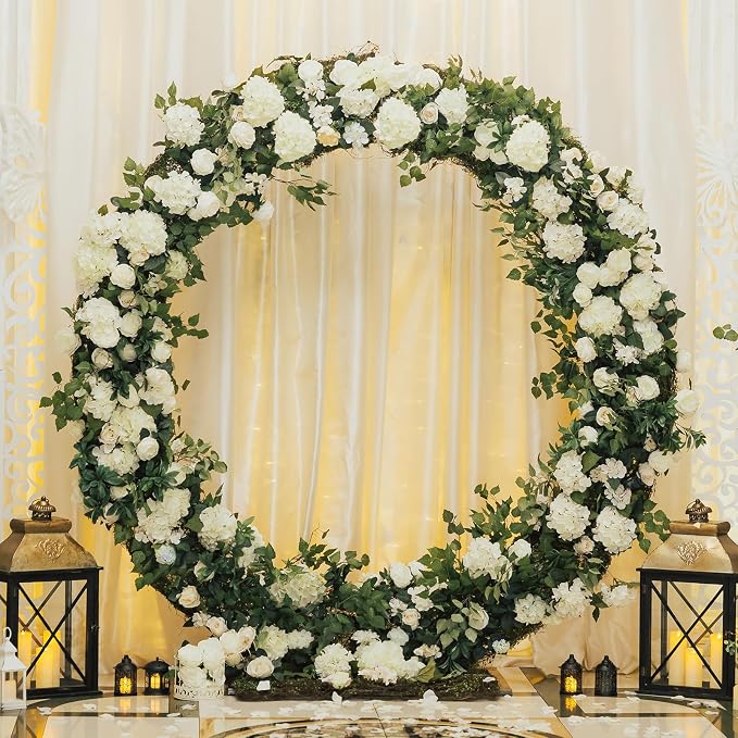 Auihiay 304 PCS Hydrangea Artificial Flowers, Silk Artificial Flowers Heads with Stems, Lifelike Faux White Flowers for DIY Wedding Party, Arch and Background, Home, Garden, Baby Shower Decor