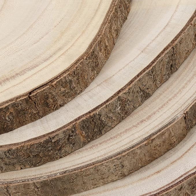 KEILEOHO 6 Piece 10-12 Inch Wood Rounds, Natural Round Wood Slices, Unfinished Rustic Wood Circle Slices Tree Slices for Centerpieces, DIY Projects, Ornaments