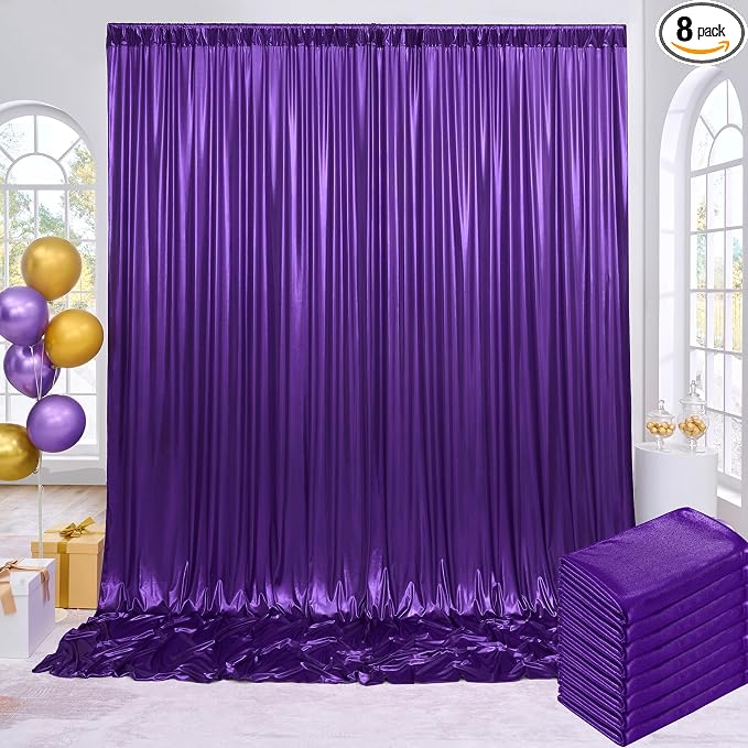 40x10 Wrinkle Free Purple Sequin Backdrop Curtain for Parties-Thick Not Fall-Off Glitter Backdrop Drapes-8 Panels 5x10ft Shimmer Photo Back Drop Cloth for Wedding Birthday Photography Background