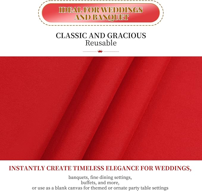 fani 8 Packs Red Round Tablecloth - 108 Inch, Premium Polyester Table Cloth for Round Tables, Washable Fabric Table Covers for Wedding, Party, Banquet, Dining Tables and Camping