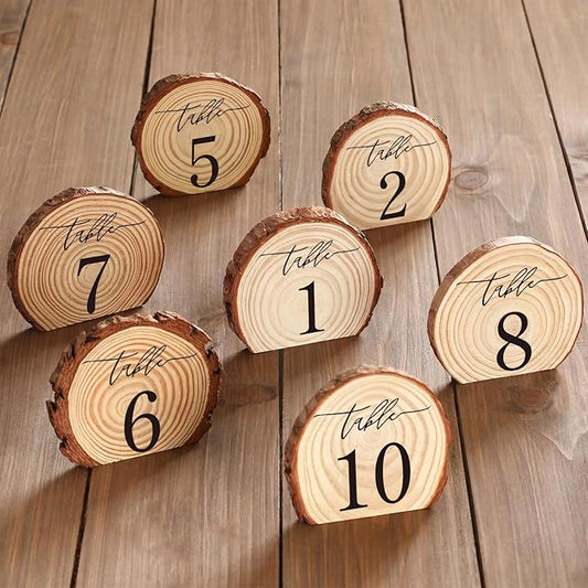 Novabright 11 Pcs Wooden Wedding Table Numbers 1-10, Wooden Restaurant Table Numbers Centerpieces Decoration for Weddings, Reception, Special Events, and Restaurant Use
