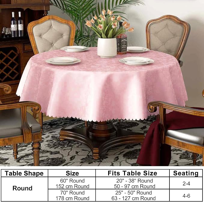 Smiry Rectangle Table Cloth, Waterproof Heavy Duty Vinyl Tablecloths, Wipeable Washable Table Cover for Kitchen and Dining Room (Pink, 60" X 60")