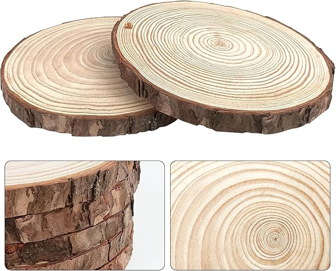 20Pcs Large Unfinished Wood Slices for Centerpieces,Wood Centerpieces for Tables,DIY Round Wooden Discs with Tree Bark for Holiday Ornaments,Rustic Wedding (2.4-2.8in)