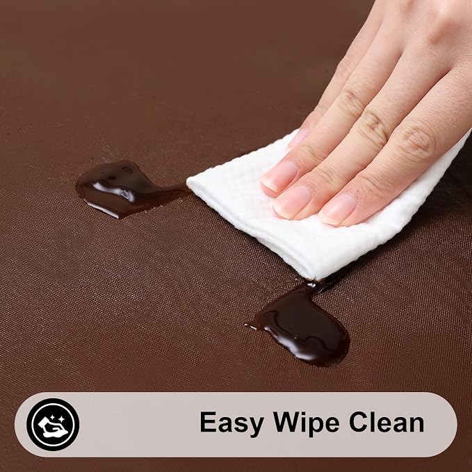 Smiry 3 Pack Rectangle Table Cloth, Elastic Fitted Flannel Backed Vinyl Tablecloths for 8ft Folding Tables, Waterproof Wipeable Table Covers for Indoor, Outdoor, Camping and Picnic (Coffee, 30"x96")
