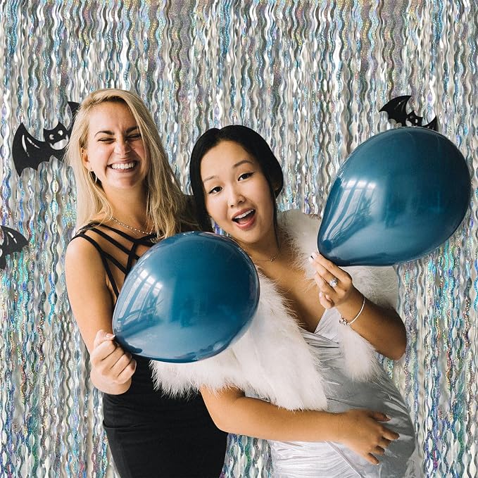 Tinsel Foil Fringe Curtains Wavy Backdrop for Parties Sparkle Metallic Wavy Foil Fringe Backdrop Curtain for Party Decorations Photo Booth Props for Birthday Graduation Wedding