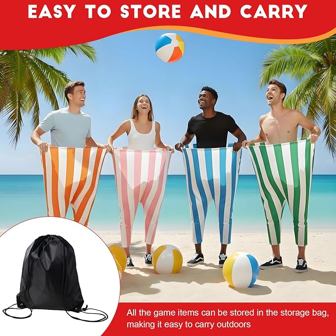 Granny Pants Outdoor Game,Giant Oversized Granny Funny Pants Set with Bouncy Balls & Pump for Family Reunion Party Field Game