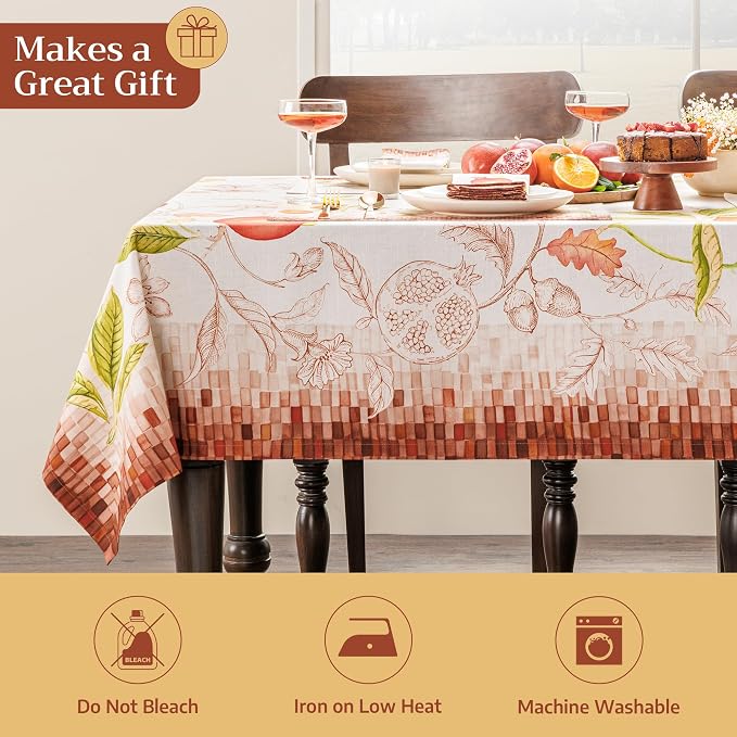 Maison d'Hermine Table Cloth Square Table 100% Cotton 54 x 54 Inches Tablecloth Reusable Decorative Everyday Use for Dining Room, Farmhouse, Home, Party, Festive & Wedding - Vintage Harvest