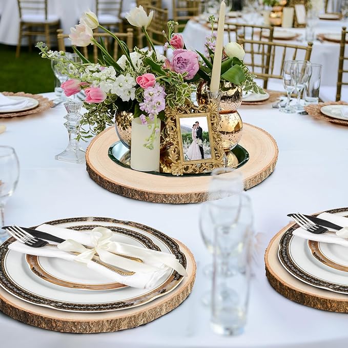 Wood Slices for Centerpieces, Wood Rounds Cookies for Crafts, Rustic Wood Circles & Slabs, Wooden Discs for Tables Decor-for Art Projects and Rustic Weddings (8pcs 8-9)