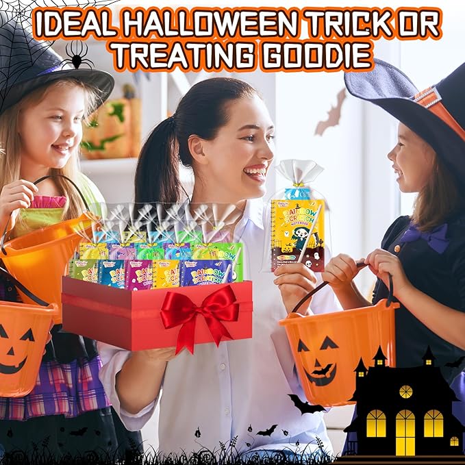 Halloween Party Favors for Kids: 24 Pack Halloween Scratch Art Notebook Students Classroom Gifts Bulk for Girls Boys Goodie Bags Stuffers, Return Gifts for Birthday Party Favors Bulk