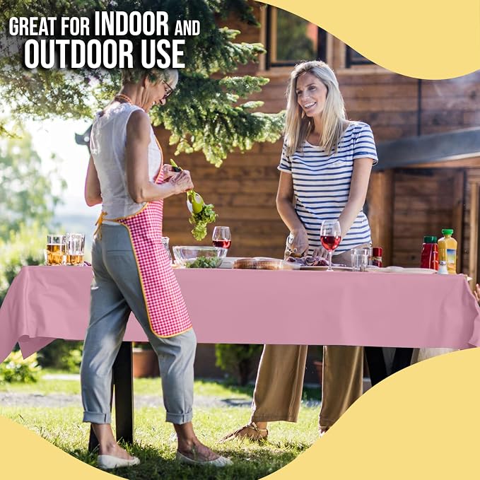 Party Solids 66% Thicker Premium Pink Plastic Table Cover Roll 40" X 100' Table Cloth Plastic Cover Roll Quality Thick Banquet Rolls Disposable Tablecloth Rolls Strong American Based Company