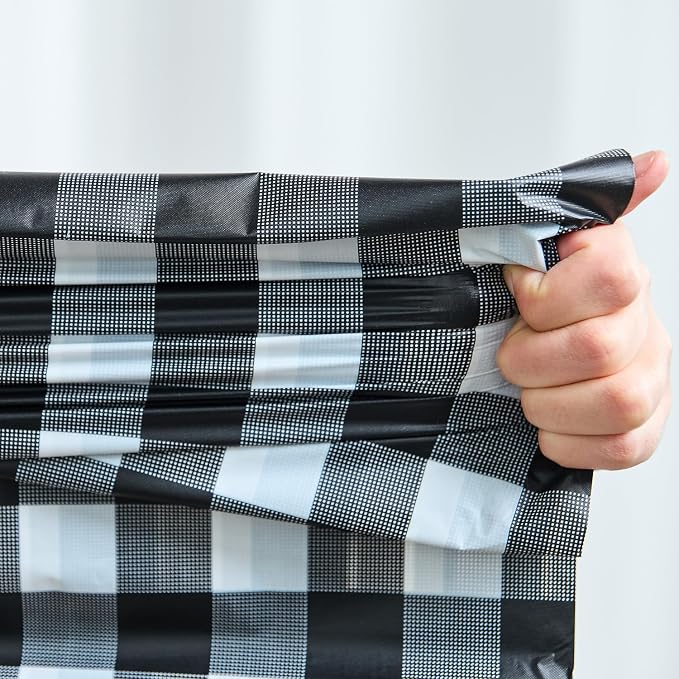 Plastic Tablecloth Roll – 54" x 100' Plastic Tablecloths for Parties Disposable with Cutter Box - Cut to Size Disposable Tablecloth for Rectangle & Round (Gingham-Black)