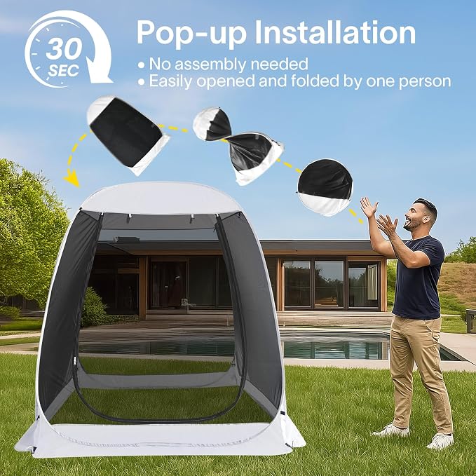 Alvantor Pop Up Screen House Tent, Instant Outdoor Gazebo with Mosquito Netting & UPF 50+ Sun Protection, Portable Canopy Shelter for Patio, Backyard, Camping (2-10 Person)