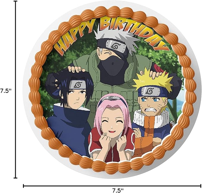 7.5 Inch Edible Cake Toppers – Anime Ninja Inspired Birthday Party Collection of Edible Cake Decorations